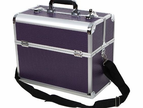 Songmics Purple Crocodile pattern Aluminium Lockable Cosmetics and Make-up Beauty Carry Case Nail Tech Hair Salon Jewelry JBC229