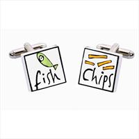 Fish and Chips Bone China Cufflinks by