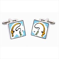 Fishing Rod Bone China Cufflinks by