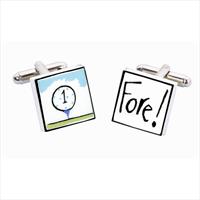 Sonia Spencer Golf Fore Bone China Cufflinks by