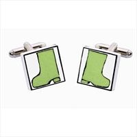 Green Wellies Bone China Cufflinks by