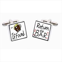 Sonia Spencer If Found Return To The Bar Bone China Cufflinks by