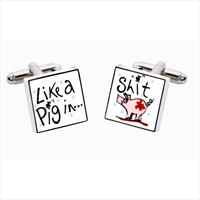 Like A Pig Bone China Cufflinks by