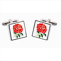 Red Rose Bone China Cufflinks by