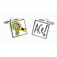 Tennis Ace Bone China Cufflinks by