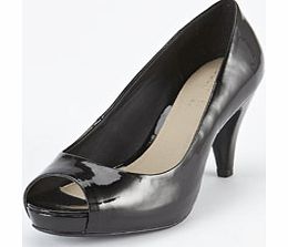 Peep Toe Mid Heel Patent Court Shoe