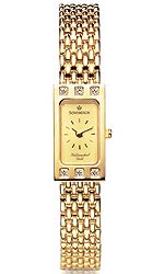 Womens 9ct. Diamond Set Rectangular Case & Champagne Dial Bracelet Watch