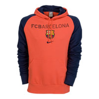 Nike 09-10 Barcelona Cover Up Hooded Top (Orange)