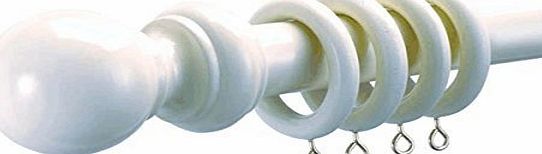 County 28mm Wood Curtain Pole Set, White, 150 Cm