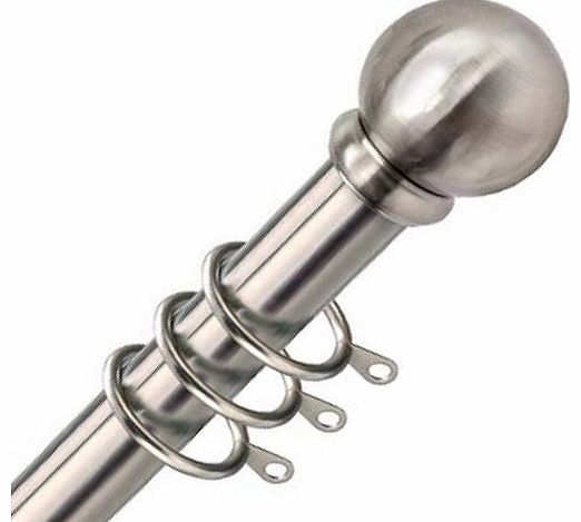 Victory 28mm Metal Curtain Pole Set, Satin Silver, 120 Cm