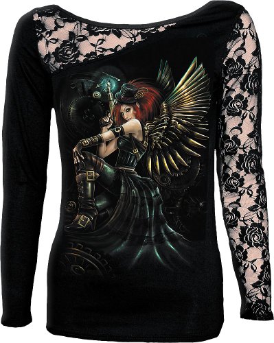 Spiral - Women - STEAM PUNK FAIRY - Lace One Shoulder Top Black - X-Large