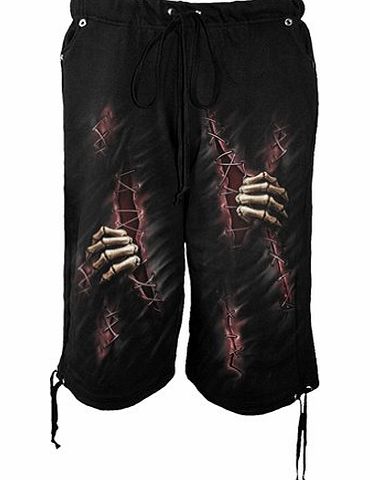 Spiral Direct  Scarred Long Fleece Drawstring Shorts Large