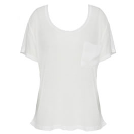 Silk Mix White Tee with Pocket