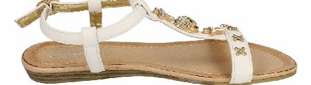 SPOT ON White Flat Sandal