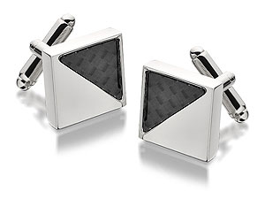 SQUARE Carbon Fibre Swivel Cufflinks - 015307