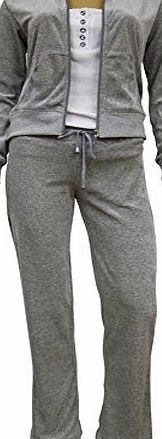 New Womens Full Velour Tracksuit Size 8 - 16 (UK - 14, Grey)