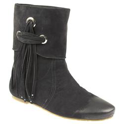 Female BEL10094 Leather Upper Leather Lining Ankle Boots in Black Nubuck, Purple Nubuck