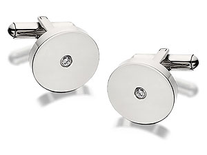 Steel Crystal Set Cufflinks - 015407