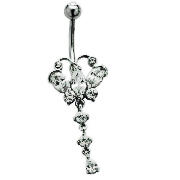 Stainless Steel Cubic Zirconia Butterfly Drop