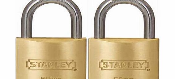 Stanley 2 Solid Brass 50mm Padlocks