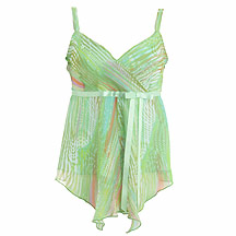 Green printed chiffon baby doll top