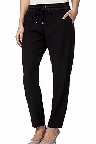  Womens Designer Black Crepe Trousers 18