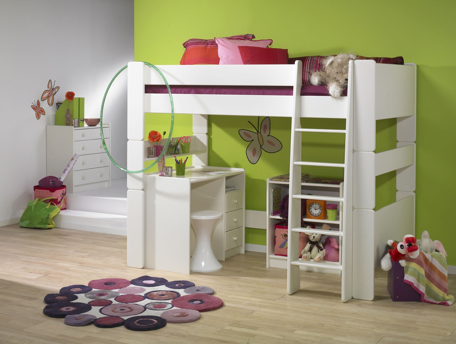 for Kids White High Sleeper, Mattress,