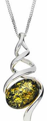 Silver Amber Green Twist Pendant