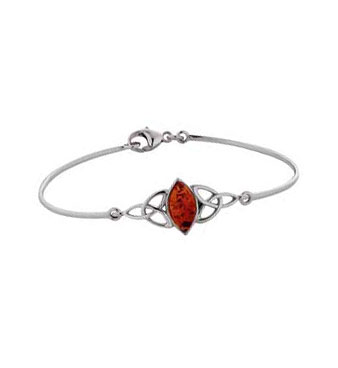 Silver Amber Oval Bangle