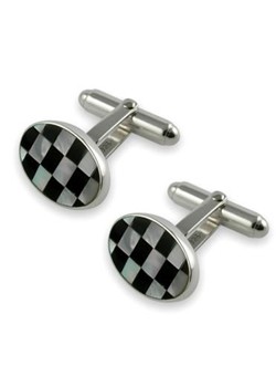 Silver Chequered Cufflinks