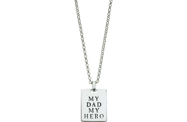 Silver My Dad My Hero Dog Tag Pendant