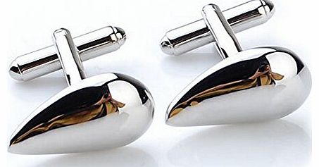 Brand New Stainless Steel Men Cuff Link CUFFLINKS Shirt Set Curve Drop Silver 20mm