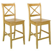 Pair of Solid Wood Bar Stools, Oak