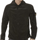 Dark Grey Crinkle Effect Hooded Nylon Lightweight Jacket