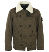 Green RASO-R Shearling Collar Coat