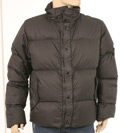 Mens Black Padded Concealed Hood Goose Down Jacket