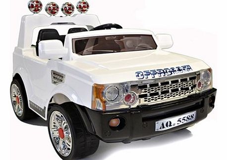 12V White Hurricane Kids Electric Ride On Jeep 4X4