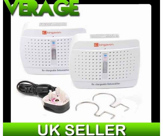 Rechargeable Mini Dehumidifier - 2 Pack Set - Car or Caravan