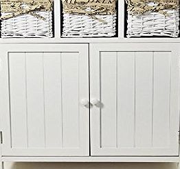 Sue Ryder Shabby Chic White 2 Door 3 Drawer Wicker Sideboard Storage Cupboard