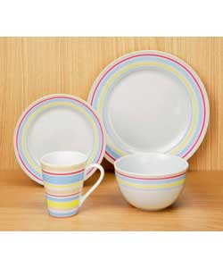 Micro Stripe 16 Piece Porcelain Dinner Set