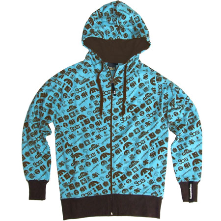 All Brand Logos Cyan & Choc Zip Hoody