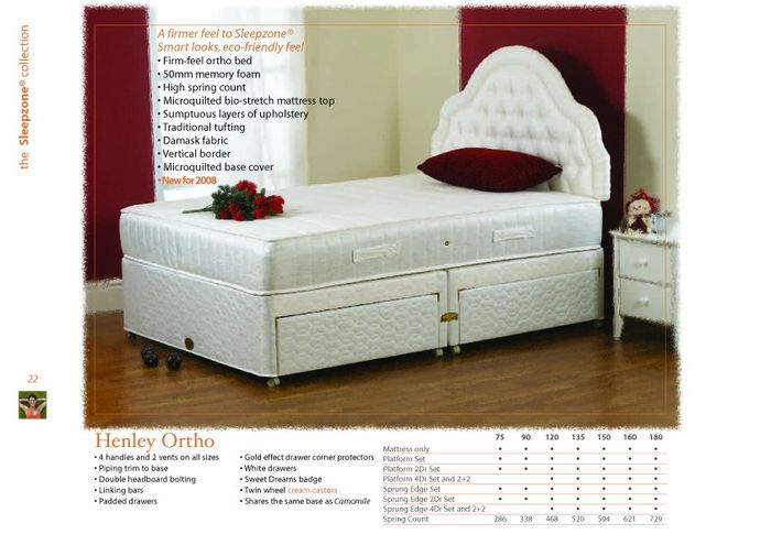 Henley Ortho 4ft 6 Double Divan Bed