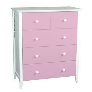 Kipling Pink Children 5 Drawer Chest