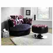 Round Swivel Armchair, Aubergine