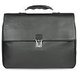 Men` Black Italian Leather Padded Laptop Briefcase