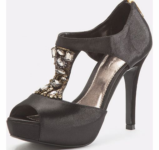 Jewel Front Platform Heel Shoes