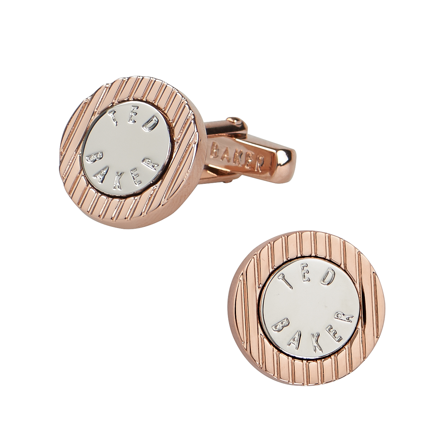 Gold Striped Circle Cufflinks