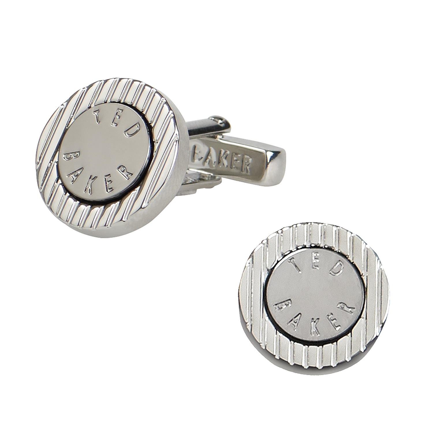 Silver Striped Circle Cufflinks