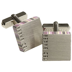 Ted Baker Stripe Edge Cufflinks- Pink