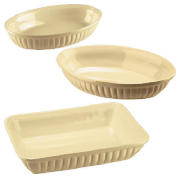 3 piece ribbed ovenware set-BUNDLE